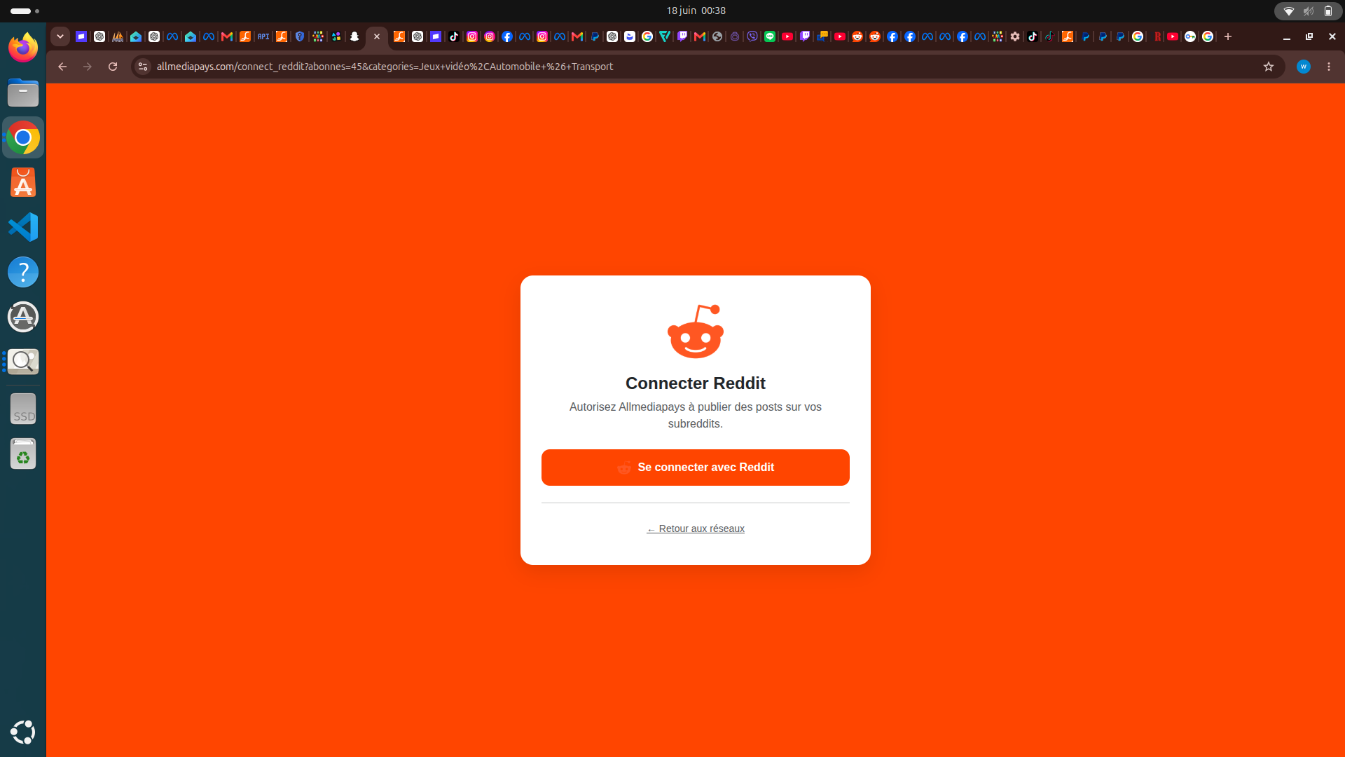 Page d'autorisation Reddit pour se connecter